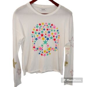 NWT Lauren Moshi Jolene BF Star Skull Long Sleeve Tee Size XS